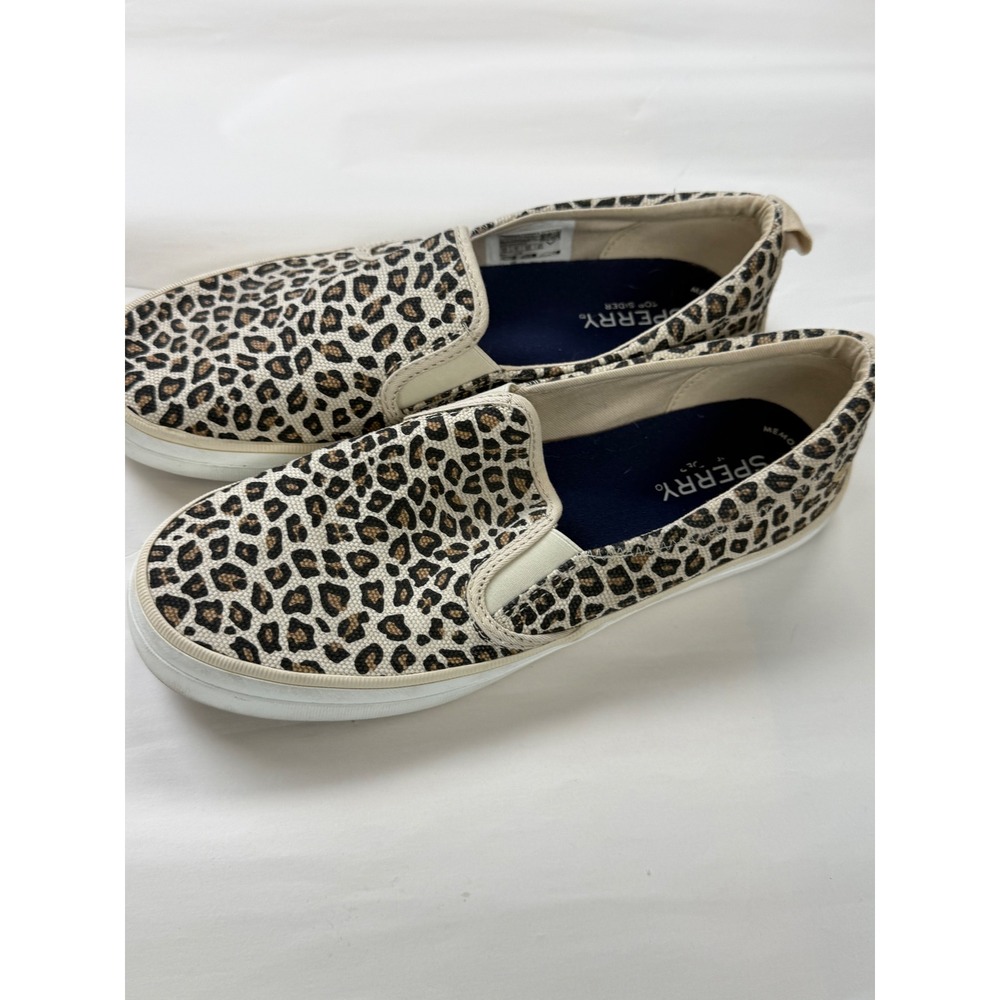 Sperry Women's Crest Twin Gore slip-on sneakers in cheetah print Sz 8.5